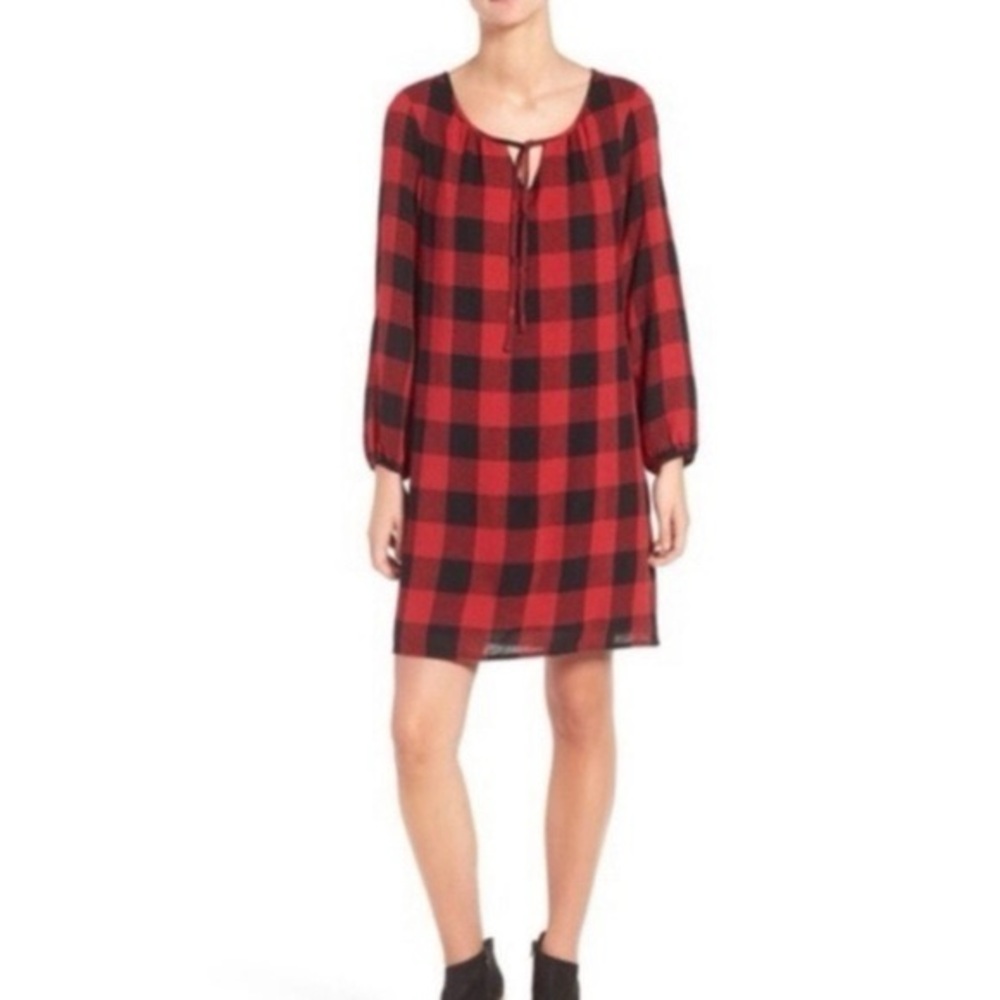 Madewell Buffalo Plaid Red & Black Check Dress Size XS